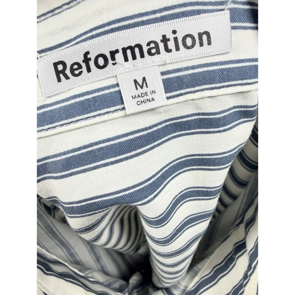 Reformation Will Oversized Shirt Savoy Stripe Womens M Blue Organic Cotton - Picture 11 of 12
